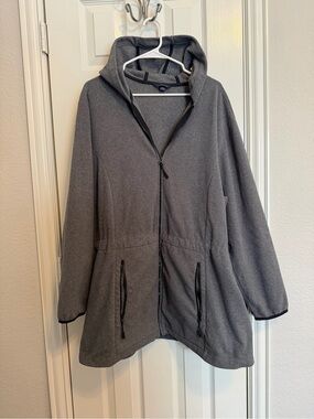 Lands’ End 3X Gray Fleece Hooded Parka Jacket Plus Size 24W 26W